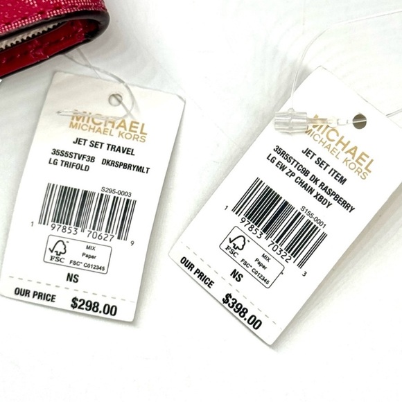 Michael Kors Large EW Crossbody Bag & Matching Trifold Wallet Dark Raspberry - Picture 15 of 15